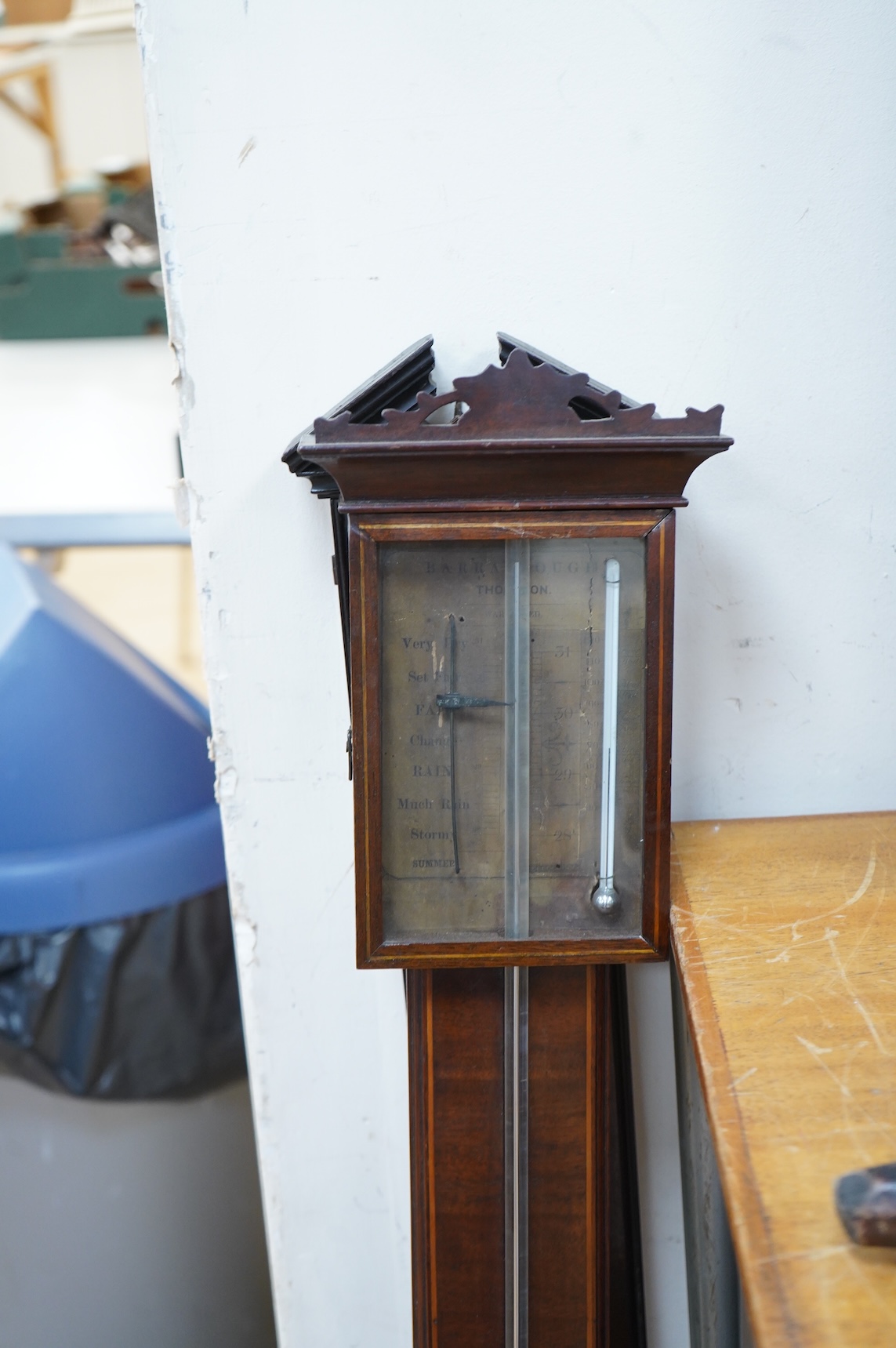 Three George III stick mahogany barometers, one inscribed P Bernardi & Co., 97.5cm high